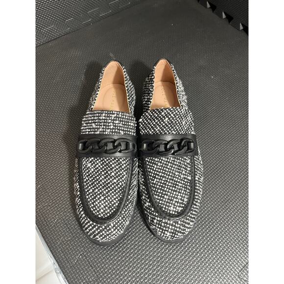Cole Haan Stassi Chain Tweed Loafer Flat Slip On Black White Boucle Size 8.5 - Picture 2 of 8